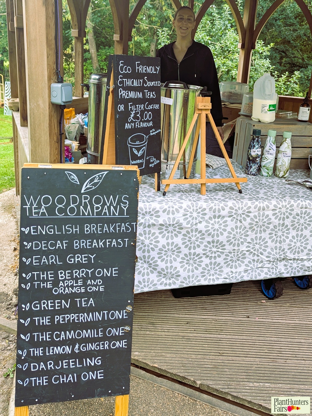 pop-up refreshments stall with price list for drinks